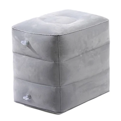 ZJM-020 Home Travel PVC Flocking Flight Sleeping Footrest Cushion Airplane Car Bus Inflatable Foot Rest Pad - Light Grey