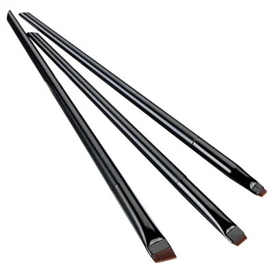 Conjunto de 3 Pçs de Pincéis de Maquiagem para Olhos Kit de Pincéis de Sombra de Olhos Fibra Macia Delineador de Sobrancelhas Ferramenta de Maquiagem - Preto