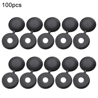 100Pcs / Pack Hinged Screw Cover Folding Plastic Screw Snap Covers Self-Tapping Screws Caps - Black