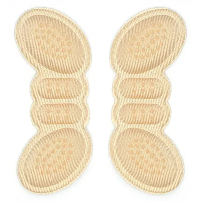 1 Pair 6mm Adhesive Heels Pads Butterfly Shape Women Shoes Insoles Pain Relief Protector Sticker, Non-slip Dots - Nude