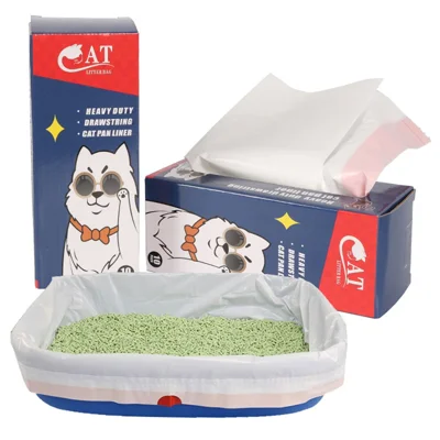 PANGBAN 10PCS Katzenstreu-Box-Futter mit Zugband, PE-Katzenkot-Ablageintray-Beutel für Haustiere