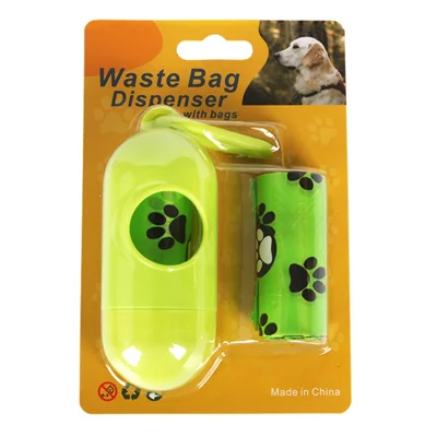 PANGBAN 2 Rouleaux de sacs à ordures pour animaux de compagnie EPI Disposal, motif de patte de chien, avec distributeur - Vert
