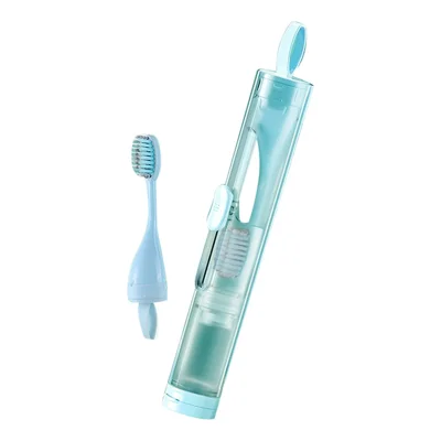 ETRAVEL 3 in 1 ReisTandenborstel Set Orthodontische Tandenborstel met Tandpasta (BPA-vrij, geen FDA) - Hemelsblauw