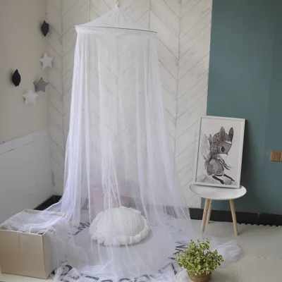 Breathable Hanging Mosquito Net Large 2M Bed Polyester Canopy Curtain - White