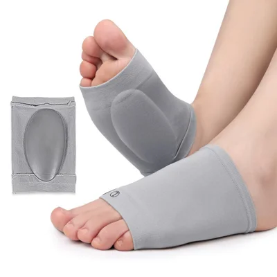 1 Pair Compression Arch Support Sleeves SEBS Pad Cushion Flat Foot Correction Arch Brace - Grey