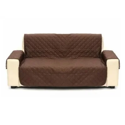 19 Sofa Slipcover for Kids Pets Polyester Water Repellent 2 Seaters Sofa Cover - Brown