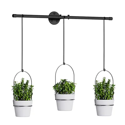 001-ZJY-PT3JB ZJY-PT3HB Detachable Wrought Iron Hanging Flower Pots with Plastic Baskets (Set of 3) - Black