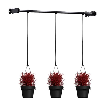 001-ZJY-ST3J ZJY-ST3H Set of 3 Hanging Flower Pot Holder Wall-Mounted Planters Hanger - Black Basin Ring