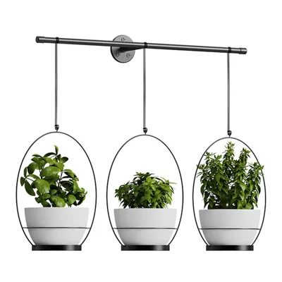 001- ZJY-GT3 ZJY-GT2 Set of 3 Hanging Plant Hangers Detachable Wall-Mounted Flower Pot Holder - Black