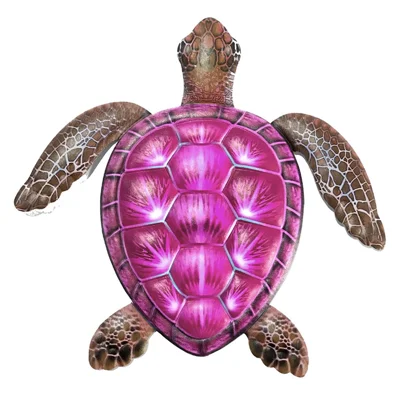 YY826 Iron Art Turtle Wall Decor Garden Yard Home Wall Hanging Ornament, 30.3x28x1.8cm - Red