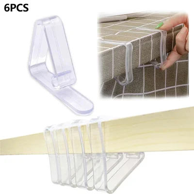 6Pcs Tablecloth Holder Anti-Slip Fixing Clip for Outdoor Garden Wedding Party, Size S: 5.5x4.4x1.2cm - Transparent