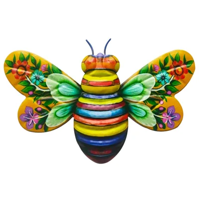 YY2303 13x19cm Home Garden Iron Pendant Decor Pendant Bee Wall Art Hanging Decoration - Yellow