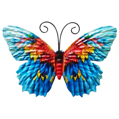 YY1119 18.8x13cm Home Decor Outdoor Garden Hanging Iron Pendant Butterfly Shape Decoration - Blue