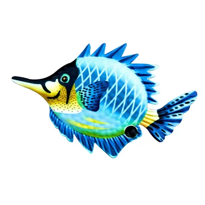 YZ230811 16x26cm Garden Home Decoration Iron Fish Wall Decor Hanging Pendant - Blue