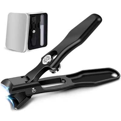 Stainless Steel Men Nail Cutter Nail Cutting Trimmer with Nail File and Storage Box - Black