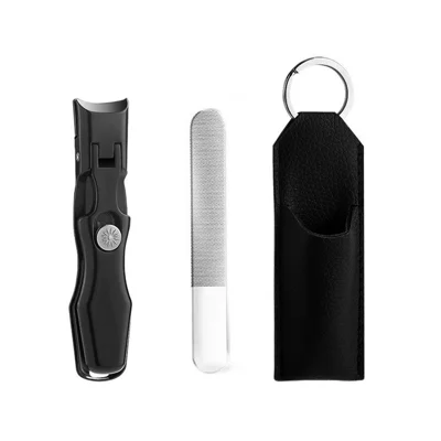 Anti-Splash Nail Clipper Stainless Steel Fingernails Toenails Cutter Nail Trimmer Manicure Tool - Black