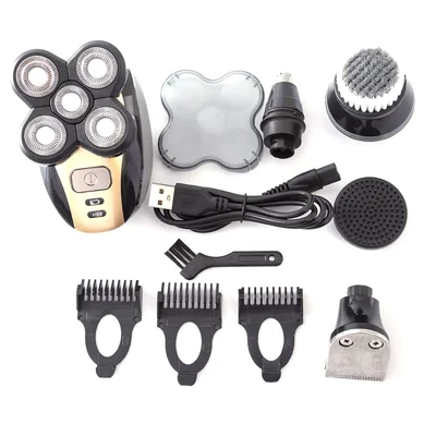 1800 5 in 1 Electric Shaver Full Body Washable Rechargeable Razor with 5 Heads