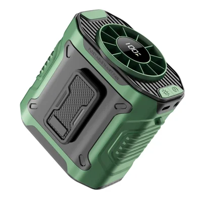 M360 100 Speeds Adjustable Waist Fan Digital Display Summer Portable Neck Fan with LED Light - Green