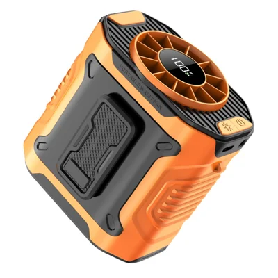 M360 High Speed Motor Waist Fan 100 Speeds Adjustable Digital Display Portable Neck Fan with LED Light - Orange