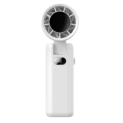 WT22 Portable Mini Fan Rechargeable Turbo Fan 5 Gear Foldable Handheld Cooling Fan with Digital Display - White