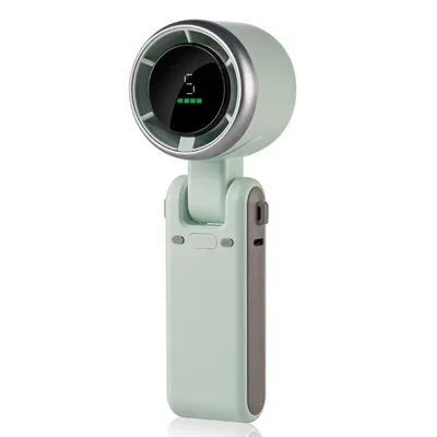 N607 Foldable Handheld Fan Turbo High Speed Silent USB Rechargeable Neck Fan - Green