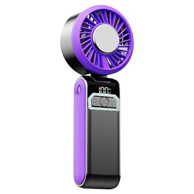 S2 Handheld Tragbarer Turbo-Ventilator mit Eis-Kühler, wiederaufladbar, 100 Geschwindigkeiten, kleine Taschenlüfter mit LED-Anzeige für Outdoor – Dunkelgrau