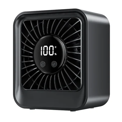 Ventilador de Sobremesa YS-G7 con Batería Integrada de 8000 mAh, Recargable por USB, 8 Velocidades Ajustables, Ventilador de Mesa con Pantalla LED - Negro