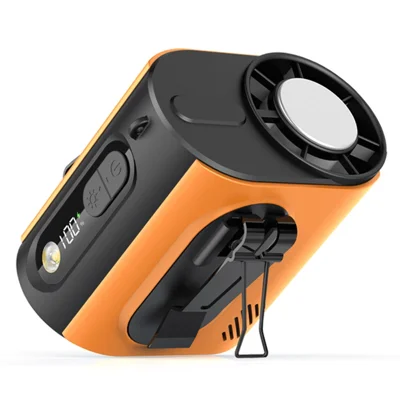 M376 Tragbarer Eis-Kühlventilator 3600 mAh, Hochgeschwindigkeits-Kühlgerät mit 100 Geschwindigkeitsstufen für drinnen und draußen – Orange