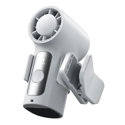 YS-G10 Mini ventilador de mano con batería integrada de 1500 mAh, pantalla LED, ventilador de refrigeración con clip para verano, ideal para viajes y exteriores - Blanco