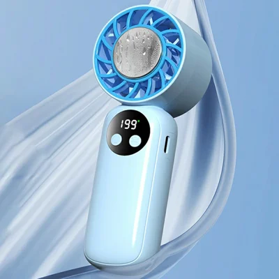 WD-01 Ventoinha Portátil de Arrefecimento a Gelo com 199 Velocidades, Ventilador Mínimo com Tecnologia Semicondutora e Ecrã LED para Exterior - Azul