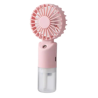 F301 Ventilateur à brume portable main, rechargeable USB, mini ventilateur de refroidissement à 2 vitesses pour voyage et bureau - Rose