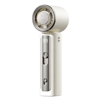 Mini Ventilador Portátil Y33 Ventoinha 199 Velocidades 18h Bateria com Visor Digital LED TEC Arrefecimento por Supercondutor para Exterior - Branco