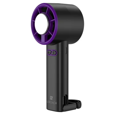 LEREACH Cold Compress Ventoinha Portátil de Mão com 5 Velocidades Ajustáveis, Ventilador Mini Recarregável de Secretária - Cinzento+Roxo