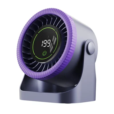 Y26 Desktop Fan 199-Speed Levels 3600mAh Type-C Ice Sensation Dual Duct Cooling Fan for Outdoor Indoor - Grey  /  Purple