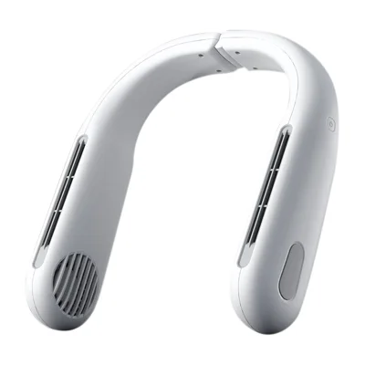 WT-F64 USB Charging Summer Air Cooling Neck Fan Leafless Hanging Neck Fan Bladeless Neckband Fan - White