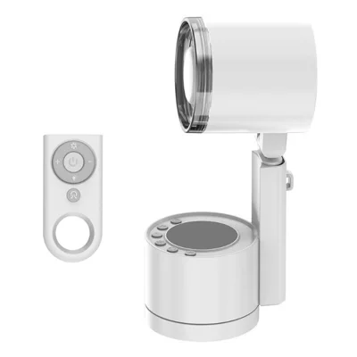 FW-8 Desktop Folding Fan with Remote 100 Speed Levels Rechargeable Cooling Fan with LED Light for Camping - White/With Remote Control
