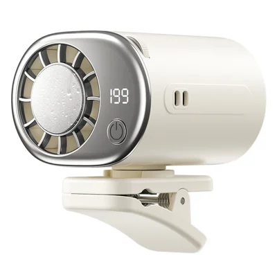 Y32 hængeløs køleventilator til livet med 199 hastighedsniveauer, halvlederkøling, krogventilator til udendørs sport – beige