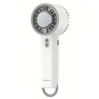 Mini Ventilateur Portable Rechargeable sur Port TYPE-C Ventilateur Turbo à Refroidissement par Compression Glacée pour Été Extérieur - Blanc