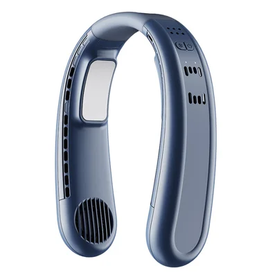 WT-F63 Lightweight Neck Fan Leafless USB Charging Summer Cooling Bladeless Neckband Fan - Blue