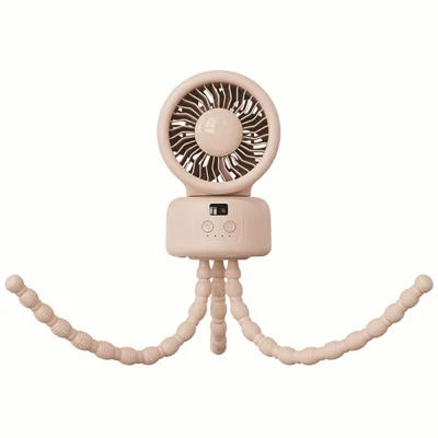 WT-F611 Ventilatore da Passeggino a Tentacolo Ventilazione Automatica con Display Digitale 9000mAh Ventilatore Portatile per Bambino per Campeggio Scrivania all'Aperto - Rosa