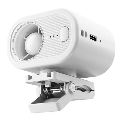 WT-F614 Mini ventilateur clip 100 niveaux de vitesse Batterie 1200 mAh Ventilateur portable, suspendu au cou ou sur bureau pour voyages et activités en plein air - Blanc