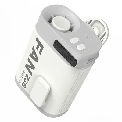 Ventilador portátil Z38 con clip para cintura, 3000mAh, refrigerador corporal giratorio 360°, ventilador para el cuello con 4 velocidades para deportes al aire libre - Blanco