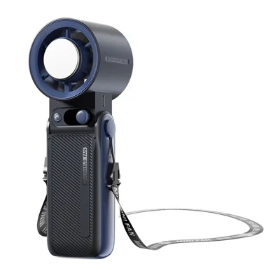 JF168 Tragbarer Kühlventilator 6000 mAh 199 Geschwindigkeitsstufen faltbar Tisch- und Halsventilator für Büro und Outdoor – Grau