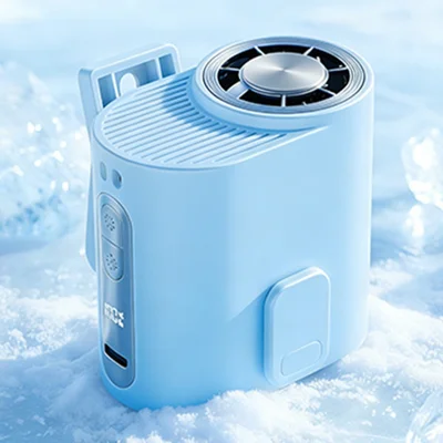 Ventilador de Cintura Y66 2000 mAh de Enfriamiento por Semiconductores, 5 Velocidades, Pantalla Digital, Ventilador Portátil con Clip para Deportes al Aire Libre - Azul