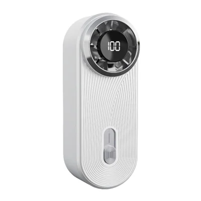 Mini ventilador portátil Y61, ventilador de mano pequeño recargable por USB-C, velocidad de 10 m/s, turbina de 100 niveles, para exteriores - Blanco