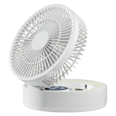 GX-01 Składany wentylator biurkowy 5-biegowy 2400 mAh wentylator zasilany przez USB z lampką LED i funkcją timera – Biały
