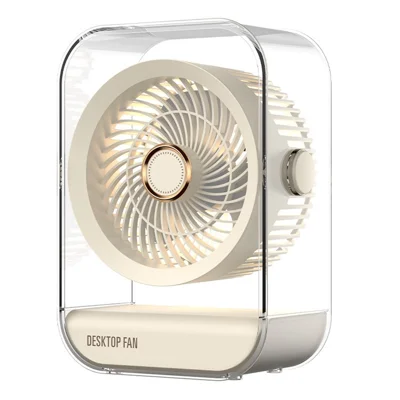 FA7 Desktop Circulating Fan 5 Speeds 1200mAh USB-C Rechargeable Portable Fan with Night Light and Aromatherapy - Beige