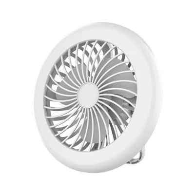 Ventilateur de Camping Portable avec Lampe à 33 LED, 3 Vitesses, Rechargeable USB-C pour Tente et Bureau - Blanc