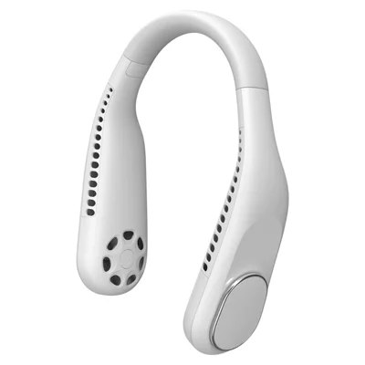 F60 Portable USB Charging Hanging Neck Mini Cooling Fan Summer Bladeless Fan Cooler - White