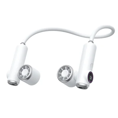 N618 Fan Magnético para Cuello Dual 100 Velocidades, Ventilador Enfriamiento 4000mAh Recargable por USB-C para Exterior - Blanco